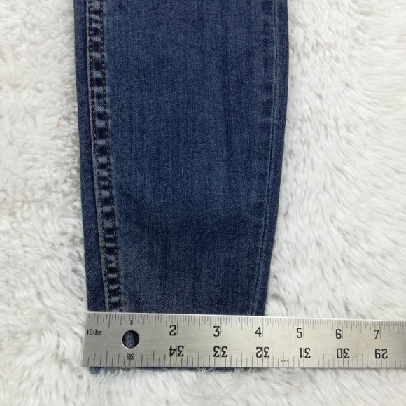Zara Womens Jeans Skinny Ankle Blue Denim Distressed Low Rise Dark Wash 2 - Picture 6 of 12